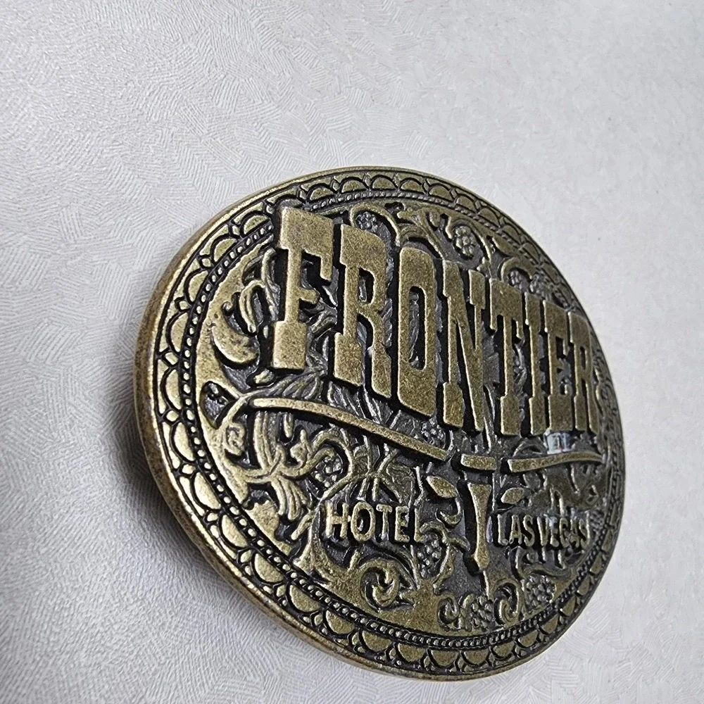Vintage Brass Belt Buckle Frontier Hotel/Casino LAS VEGAS 3
